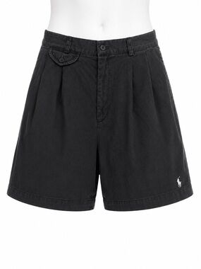 Size 12 Ralph Lauren Vintage Pleated High Waist Shorts Black